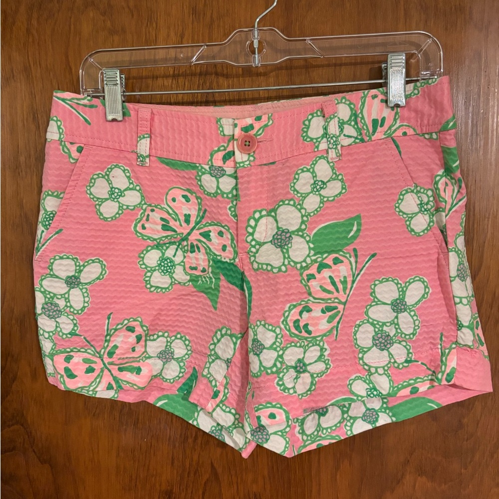 Lilly Pulitzer Pink and Green Floral Shorts